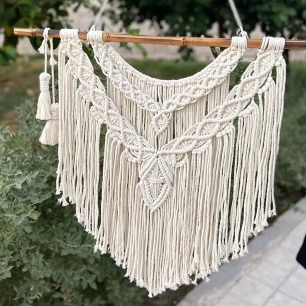 دیوارکوب مکرومه مدل بوهو ترکیب رنگ دلخواه کدسفارش ۰۴۷۸
