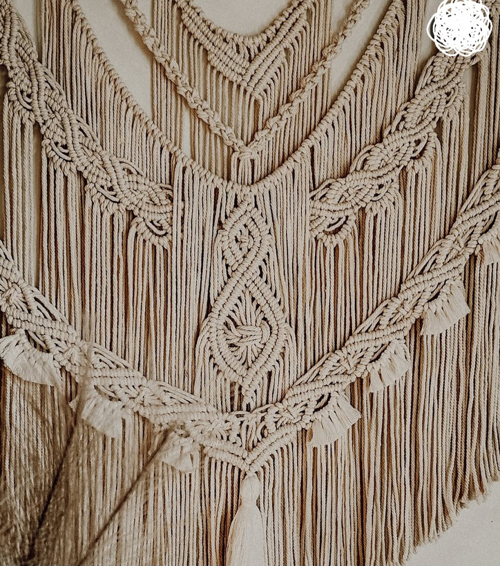 دیوارکوب مکرومه مدل بوهو سایز بزرگ رنگبندی دلخواه کد سفارش محصول ۰۷۰۲