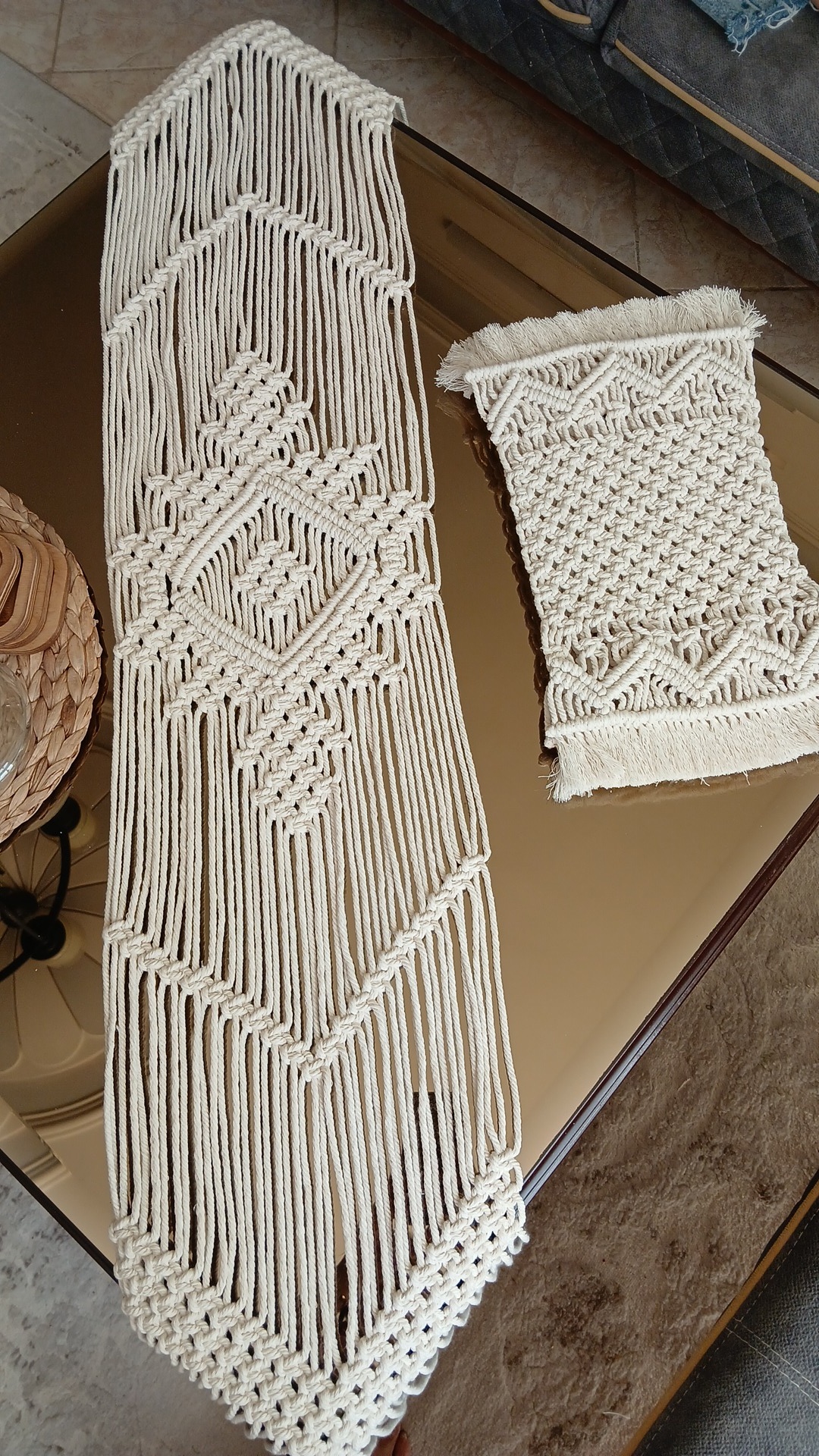 ست رانر و زیربشقابی مکرومه در رنگبندی و ابعاد دلخواه کدسفارش ۹۰۹۸