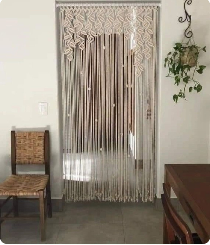 پرده مکرومه طرح شاخ و برگ در رنگبندی و ابعاد دلخواه