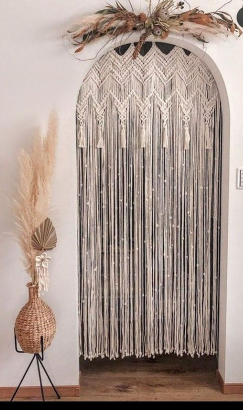 پرده مکرومه مدل زیگزاگ و شکسته طرح منگوله ای در رنگبندی و ابعاد دلخواه بصورت قسطی
