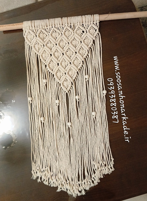 دیوارکوب مکرومه مینی طرح مهره دار در رنگبندی و ابعاد دلخواه بصورت قسطی